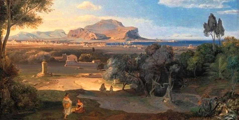 Veduta di Palermo e il monte Pellegrino
